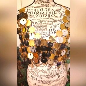 2 Sequin Coin Chain Halter Tops